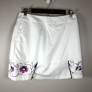 New Adidas Women's Climacool Tennis Skort Size 6 White With Orchid Flowers